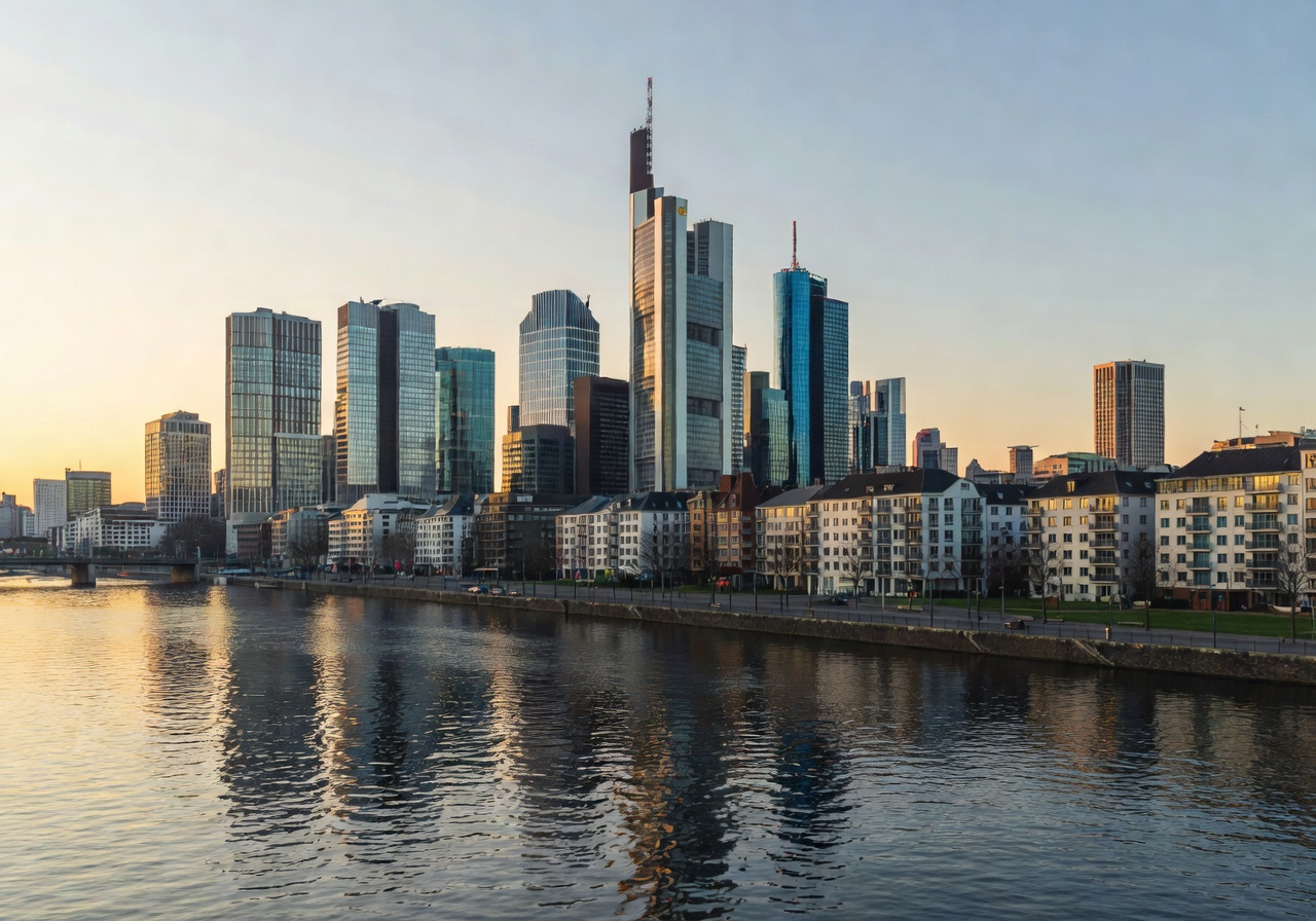 Modern skyscrapers of the Frankfurt financial district skyline